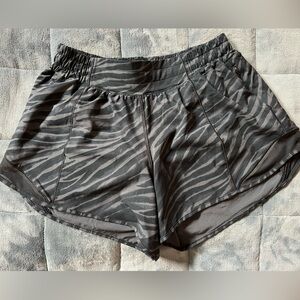 Lululemon shorts, black zebra stripe, size 6.